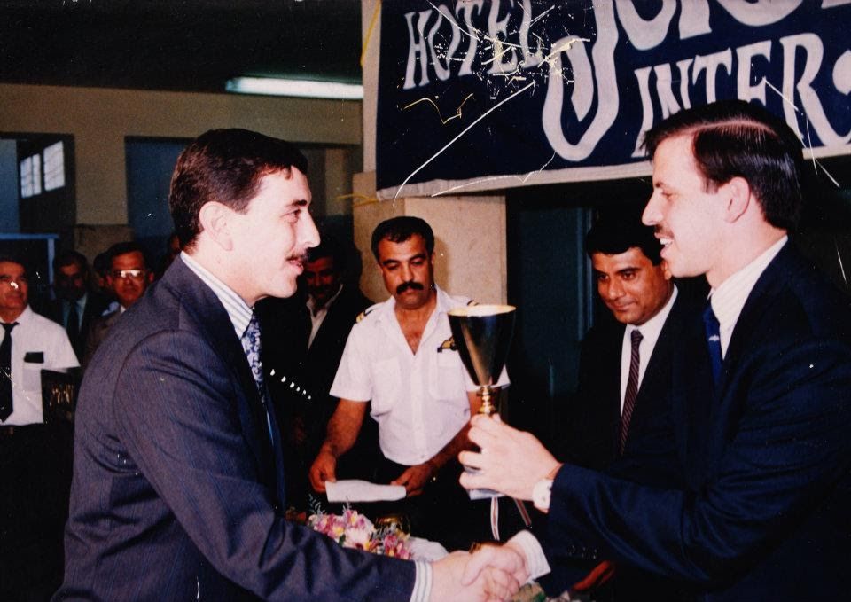 Bashar receiving a gliding trophy in Amman